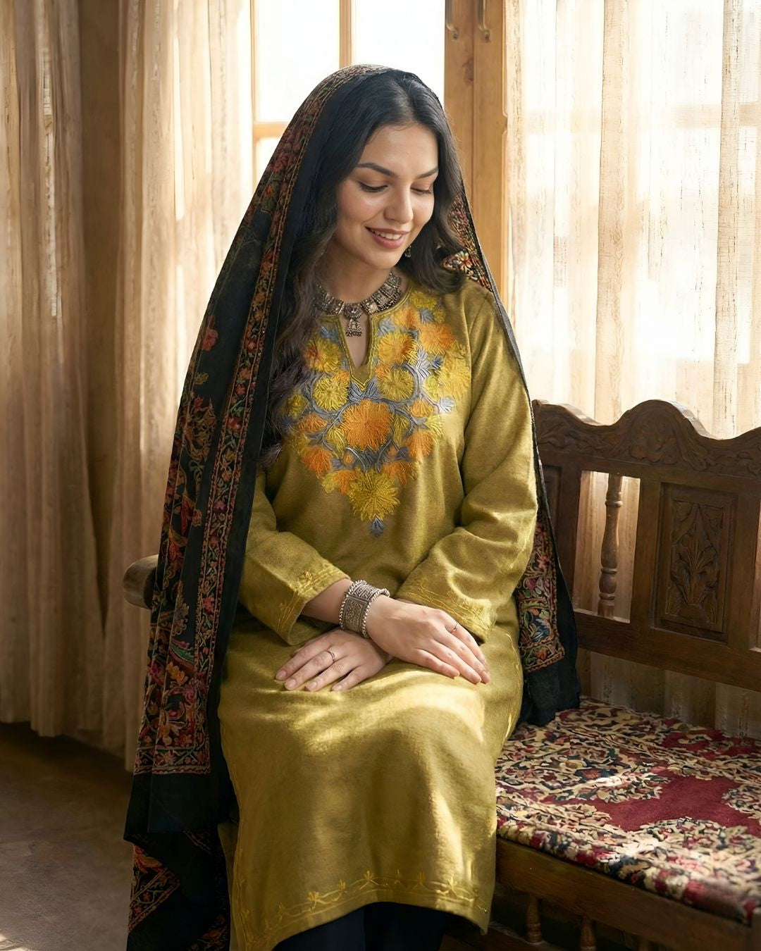 Gulposh royal Pure Raffel Wool |Mustard